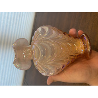FENTON Pink Iridescent DRAPERY Art Glass Pitcher 7.5"H