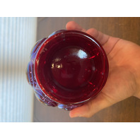 FENTON Red Iridescent DRAPERY Carnival Art Glass Pitcher 8"H