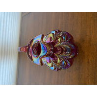 FENTON Red Iridescent DRAPERY Carnival Art Glass Pitcher 8"H