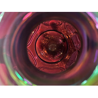 VTG FENTON Amethyst Iridescent Floral Pattern Carnival Art Glass Pitcher 7.25"H