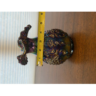 VTG FENTON Amethyst Iridescent Floral Pattern Carnival Art Glass Pitcher 7.25"H