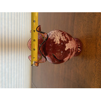 VTG MARY GREGORY Cranberry HAND PAINTED Nature Scene Glass Vase 6.75"H SIGNED