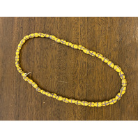ANTIQUE Venetian Yellow French Cross Glass Trade Beads Necklace(44 BEADS)