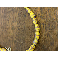 ANTIQUE Venetian Yellow French Cross Glass Trade Beads Necklace(44 BEADS)