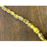 ANTIQUE Venetian Yellow French Cross Glass Trade Beads Necklace(44 BEADS)