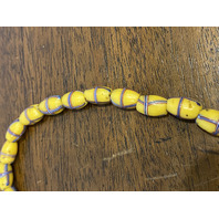ANTIQUE Venetian Yellow French Cross Glass Trade Beads Necklace(44 BEADS)
