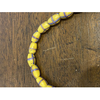 ANTIQUE Venetian Yellow French Cross Glass Trade Beads Necklace(44 BEADS)