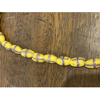 ANTIQUE Venetian Yellow French Cross Glass Trade Beads Necklace(44 BEADS)