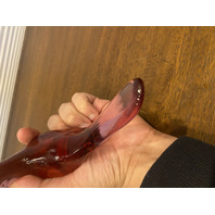 VTG FENTON Pink/Dusty Rose Glass Long Tail Bird Of Happiness Paperweight 5.25"L