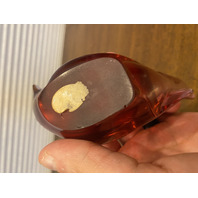 VTG FENTON Pink/Dusty Rose Glass Long Tail Bird Of Happiness Paperweight 5.25"L