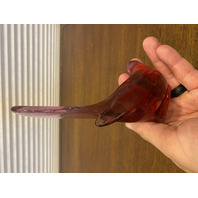 VTG FENTON Pink/Dusty Rose Glass Long Tail Bird Of Happiness Paperweight 5.25"L