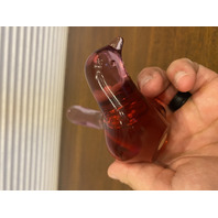 VTG FENTON Pink/Dusty Rose Glass Long Tail Bird Of Happiness Paperweight 5.25"L