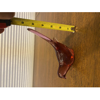 VTG FENTON Pink/Dusty Rose Glass Long Tail Bird Of Happiness Paperweight 5.25"L