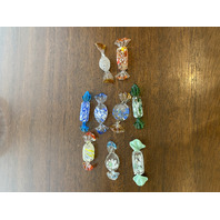 Small American Fostoria Plate & 9 Hand Blown Art Glass Candies SET(10)