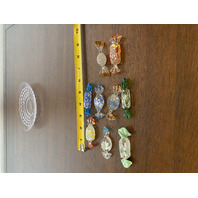 Small American Fostoria Plate & 9 Hand Blown Art Glass Candies SET(10)