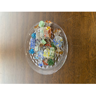 Small American Fostoria Plate & 9 Hand Blown Art Glass Candies SET(10)
