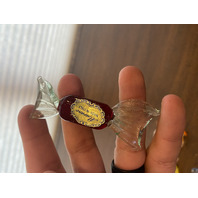 Small American Fostoria Dish & 8 Hand Blown Art Glass Candies SET(9)