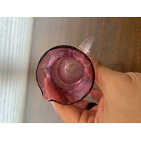 VTG Small Pilgrim Glass Cranberry Art Glass Paneled Optic Pitcher 4.5"H