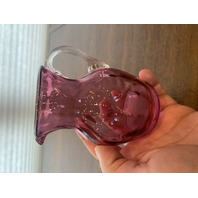 VTG Small Pilgrim Glass Cranberry Art Glass Paneled Optic Pitcher 4.5"H