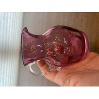 VTG Small Pilgrim Glass Cranberry Art Glass Paneled Optic Pitcher 4.5"H