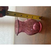 VTG Small Pilgrim Glass Cranberry Art Glass Paneled Optic Pitcher 4.5"H