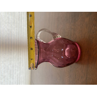 VTG Small Pilgrim Glass Cranberry Art Glass Paneled Optic Pitcher 4.5"H