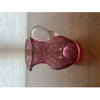 VTG Small Pilgrim Glass Cranberry Art Glass Paneled Optic Pitcher 4.5"H