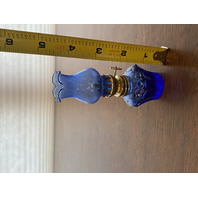 VTG Mini Cobalt Blue Glass Oil Lamp 4.5"H