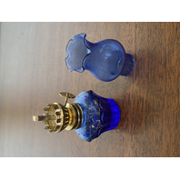 VTG Mini Cobalt Blue Glass Oil Lamp 4.5"H