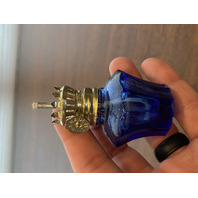 VTG Mini Cobalt Blue Glass Oil Lamp 4.5"H