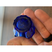 VTG Mini Cobalt Blue Glass Oil Lamp 4.5"H