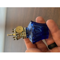 VTG Mini Cobalt Blue Glass Oil Lamp 4.5"H