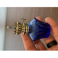 VTG Mini Cobalt Blue Glass Oil Lamp 4.5"H