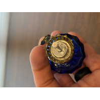 VTG Mini Cobalt Blue Glass Oil Lamp 4.5"H