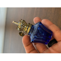 VTG Mini Cobalt Blue Glass Oil Lamp 4.5"H