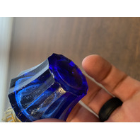 VTG Mini Cobalt Blue Glass Oil Lamp 4.5"H