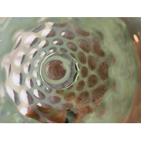 VTG FENTON Green Opalescent COIN DOT Ruffled Rim Pitcher 9"H