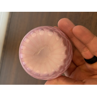 ANTIQUE Pink Satin MOTHER OF PEARL Quilted  Ruffled Rim Art Glass Vase 6.25"H