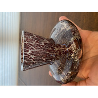 VTG MAURICE MARINOT Deep Amethyst & White Art Glass Vase 3.5"H