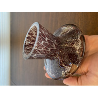 VTG MAURICE MARINOT Deep Amethyst & White Art Glass Vase 3.5"H