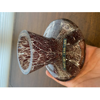 VTG MAURICE MARINOT Deep Amethyst & White Art Glass Vase 3.5"H