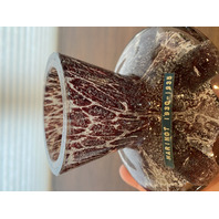 VTG MAURICE MARINOT Deep Amethyst & White Art Glass Vase 3.5"H