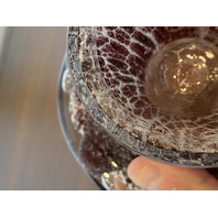 VTG MAURICE MARINOT Deep Amethyst & White Art Glass Vase 3.5"H