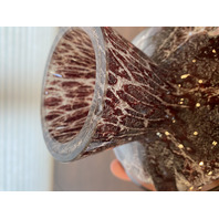 VTG MAURICE MARINOT Deep Amethyst & White Art Glass Vase 3.5"H