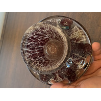 VTG MAURICE MARINOT Deep Amethyst & White Art Glass Vase 3.5"H