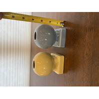 PAIR Of FIESTAWARE Yellow & Blue Round Bulb Candle Holders 3.5"H RETIRED