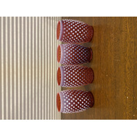 VTG FENTON Cranberry Opalescent Hobnail Glass Pitcher + 4 Tumblers SET(5)