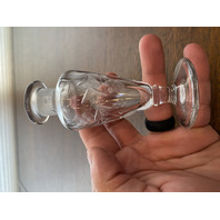 VTG Clear Floral Etched Glass Perfume Bottle W/Stopper 7"H