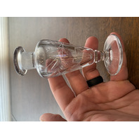 VTG Clear Floral Etched Glass Perfume Bottle W/Stopper 7"H