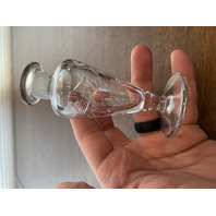 VTG Clear Floral Etched Glass Perfume Bottle W/Stopper 7"H